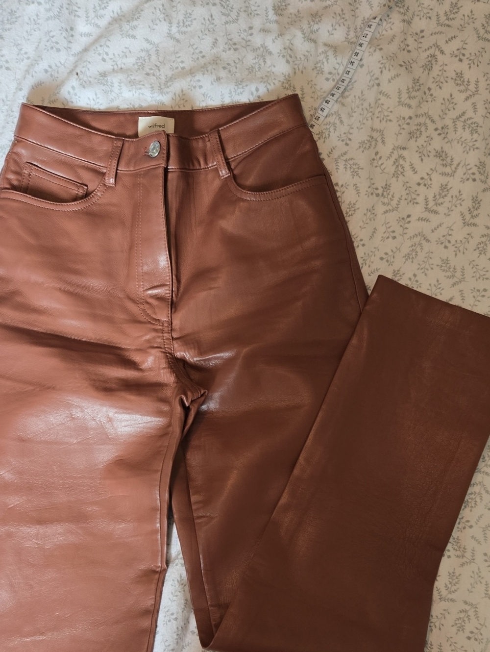 Wilfred Rust Brown Faux Leather High-Rise Pants